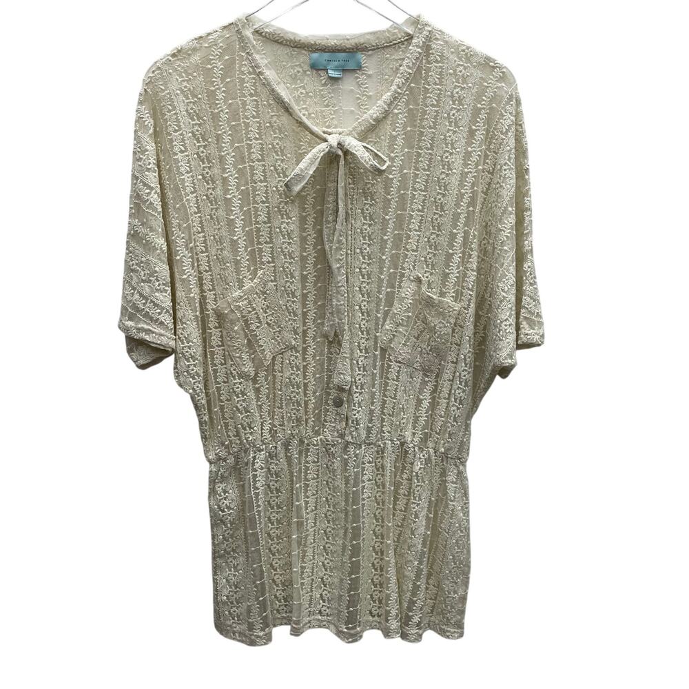 Camilla Tree Beige Lace Top Beach Coverup Size Large